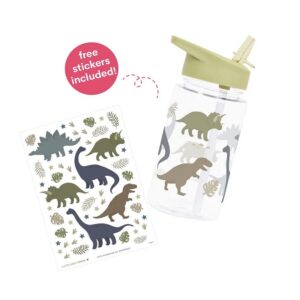 A Little Lovely Company drinking bottle with straw Dinosaurs
