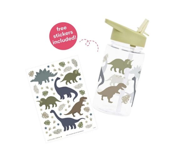 A Little Lovely Company drinking bottle with straw Dinosaurs