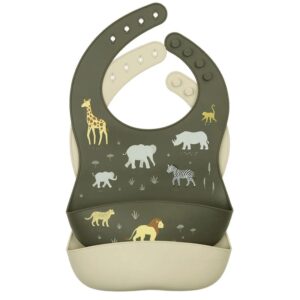 A Little Lovely Company silicone bibs Savanna 2tk