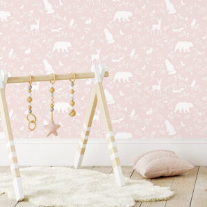pastelowe-love-tapeet-forest-animals-pink