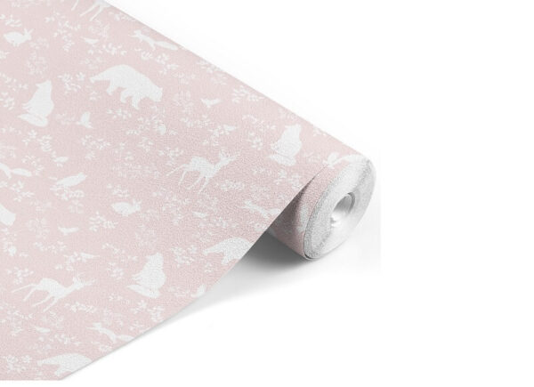 tapeet-forest-animals-pink-pastelowe-love