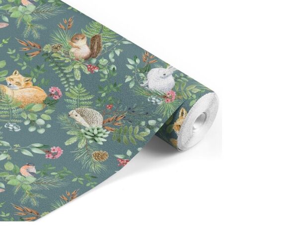 tapeet-woodland-green-pastelowe-love
