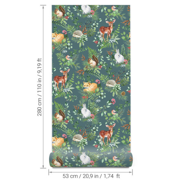 woodland-wallpaper--wallpaper-with-forest-animals--childrens-wallpaper--pastelowe-love-wallpaper