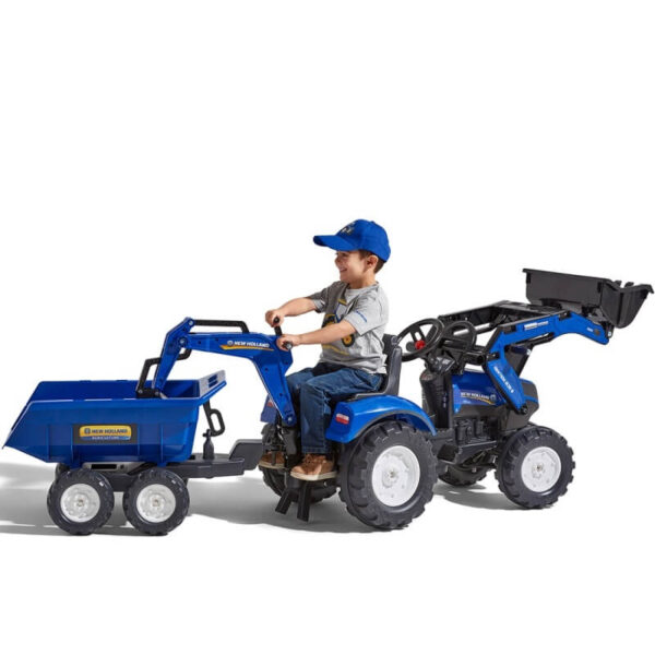 FALK haagisega traktor lastele koos ekskavaatorkopaga sinine - Image 3