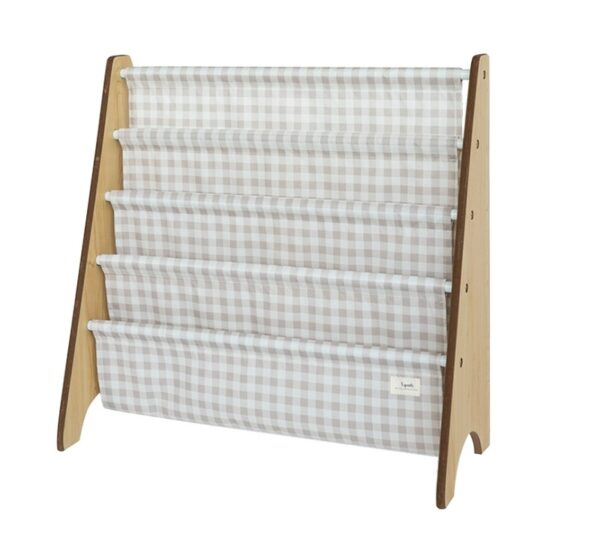 3 Sprouts book rack Gingham Beige
