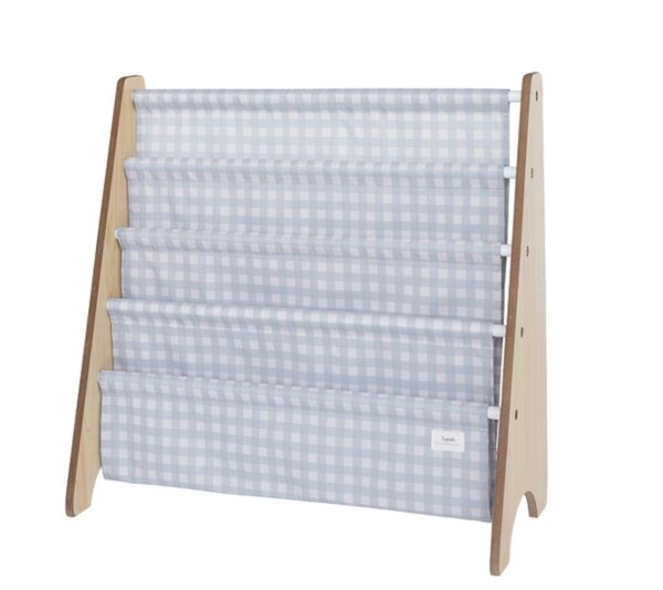 3 Sprouts book rack Gingham Blue